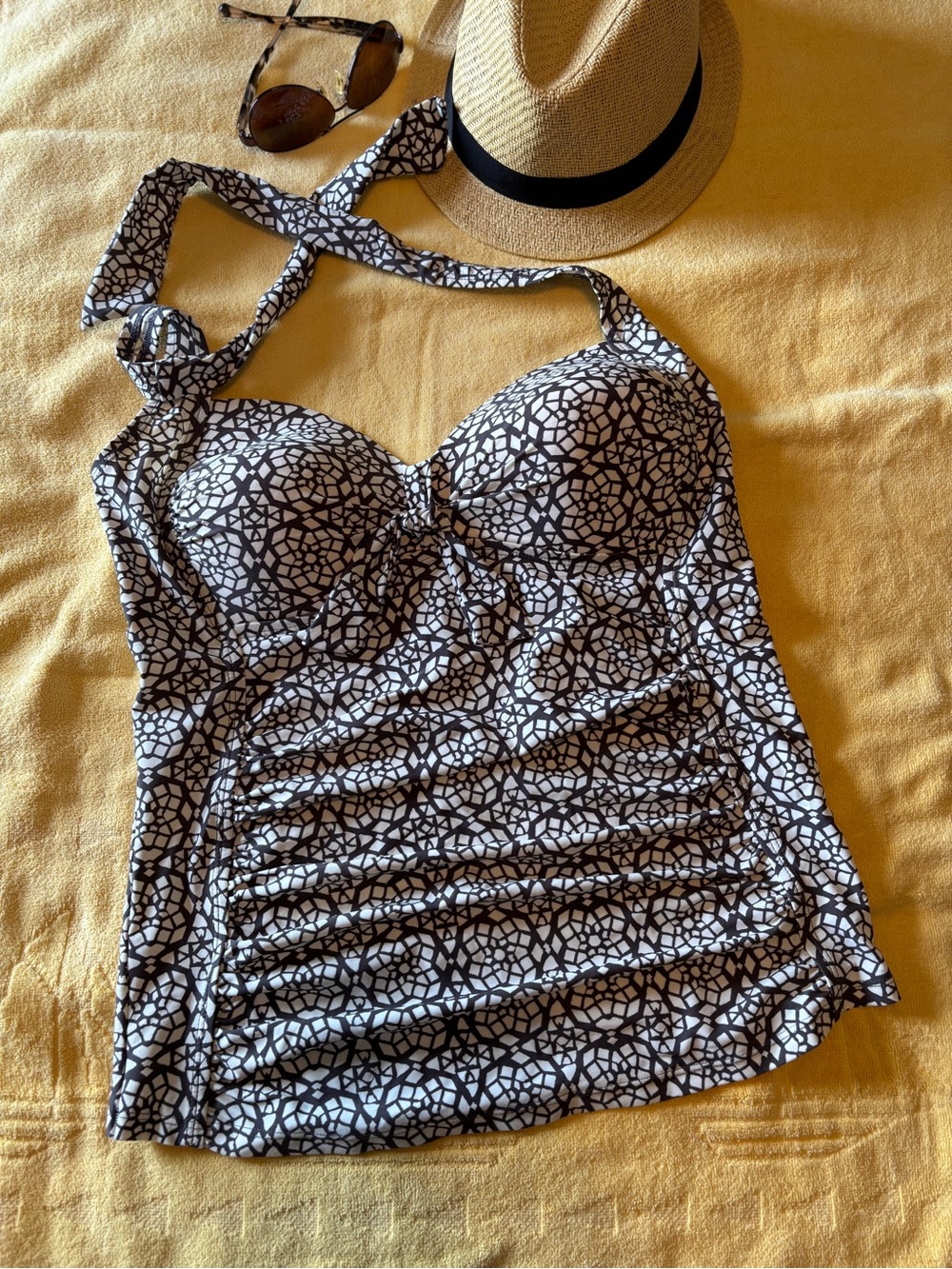 Merona Grey and White Mosaic Swim Tankini